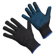 П190/ЧЕРНЫЕ перчатки х/б 10 кл. 70 гр. с ПВХ  (10/200)