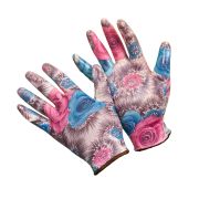 П - GN 2105 M VAREZKI РОЗЫ на коричневом  Перчатки нейлон с нитрилом