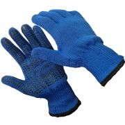 П091 «Ростов» СИНИЕ  Перчатки х/б 2-х слойные с пвх протектор 10 класс 6 нитей (10/200)