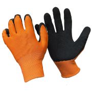 П157/ЗВЕРЬ   Перчатки нейлоновые оранжевые с рифлёной черной осн  ( 12/240)
